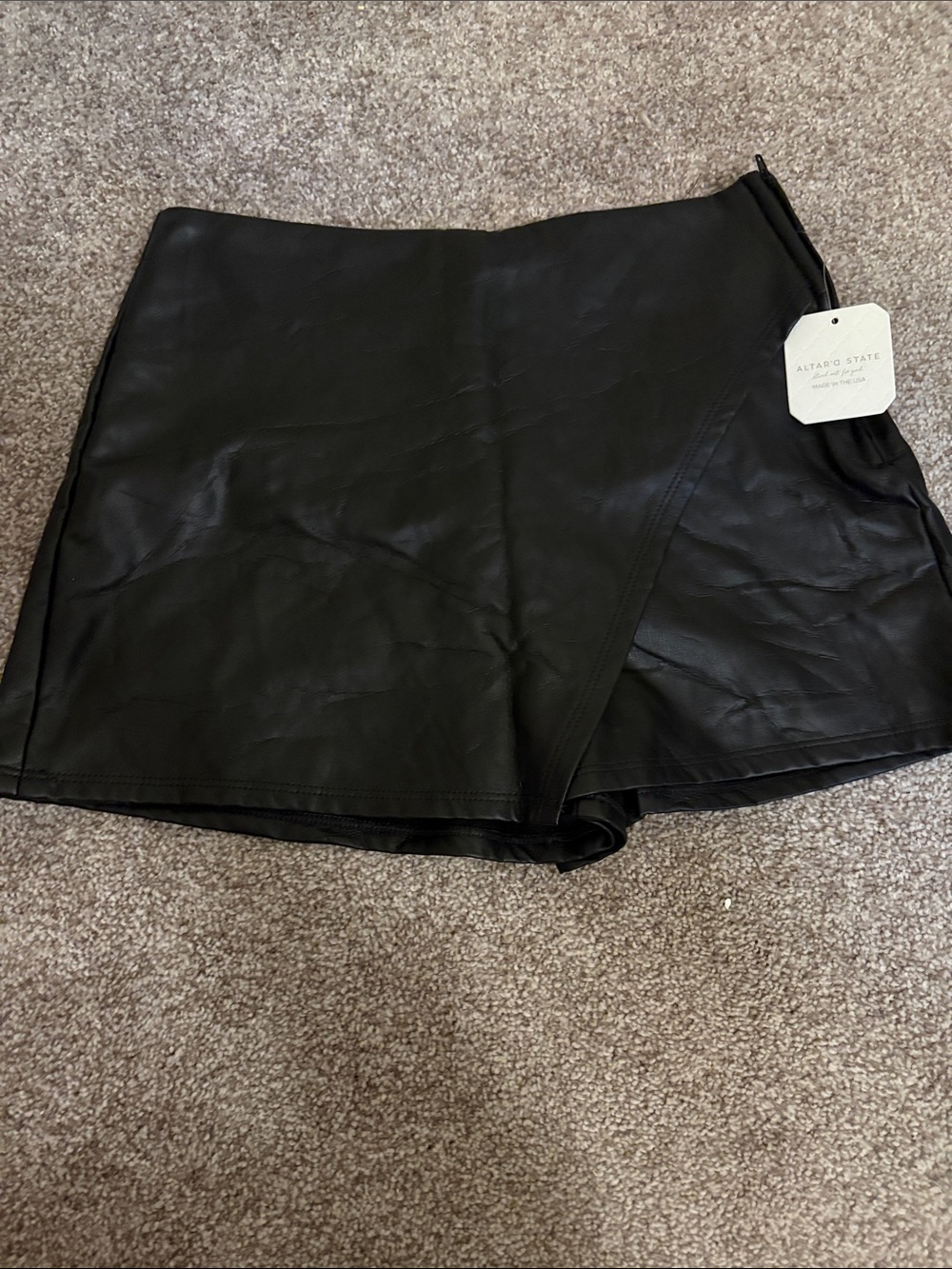 Altar'd State Black Faux Leather Skort
